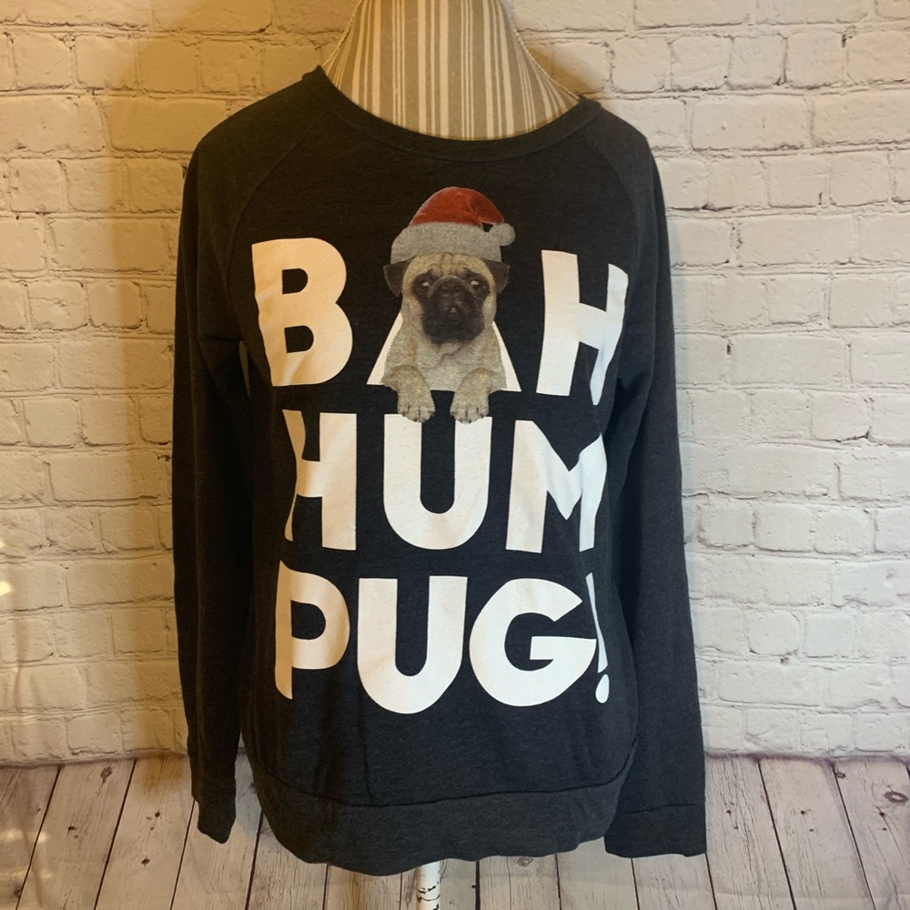 “Bah Hum Pug” Christmas sweatshirt, L